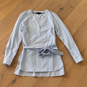 Tommy Hilfiger Striped Blue and White Tunic Long Sleeve Blouse Small